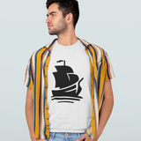 Man wearing a Pirate Chain Official Logo T-shirt
