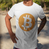 Man wearing a Bitcoin Official Logo T-shirt