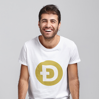 Man wearing a Official Logo T-shirt of so Dogecoin